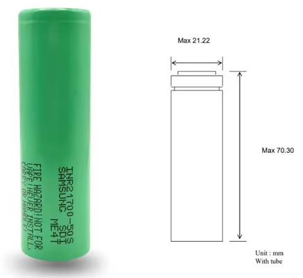 Baterai Lithium Grade A 21700 High Drain 21700 3.6V 5000mAh INR21700-50S Max 45A
