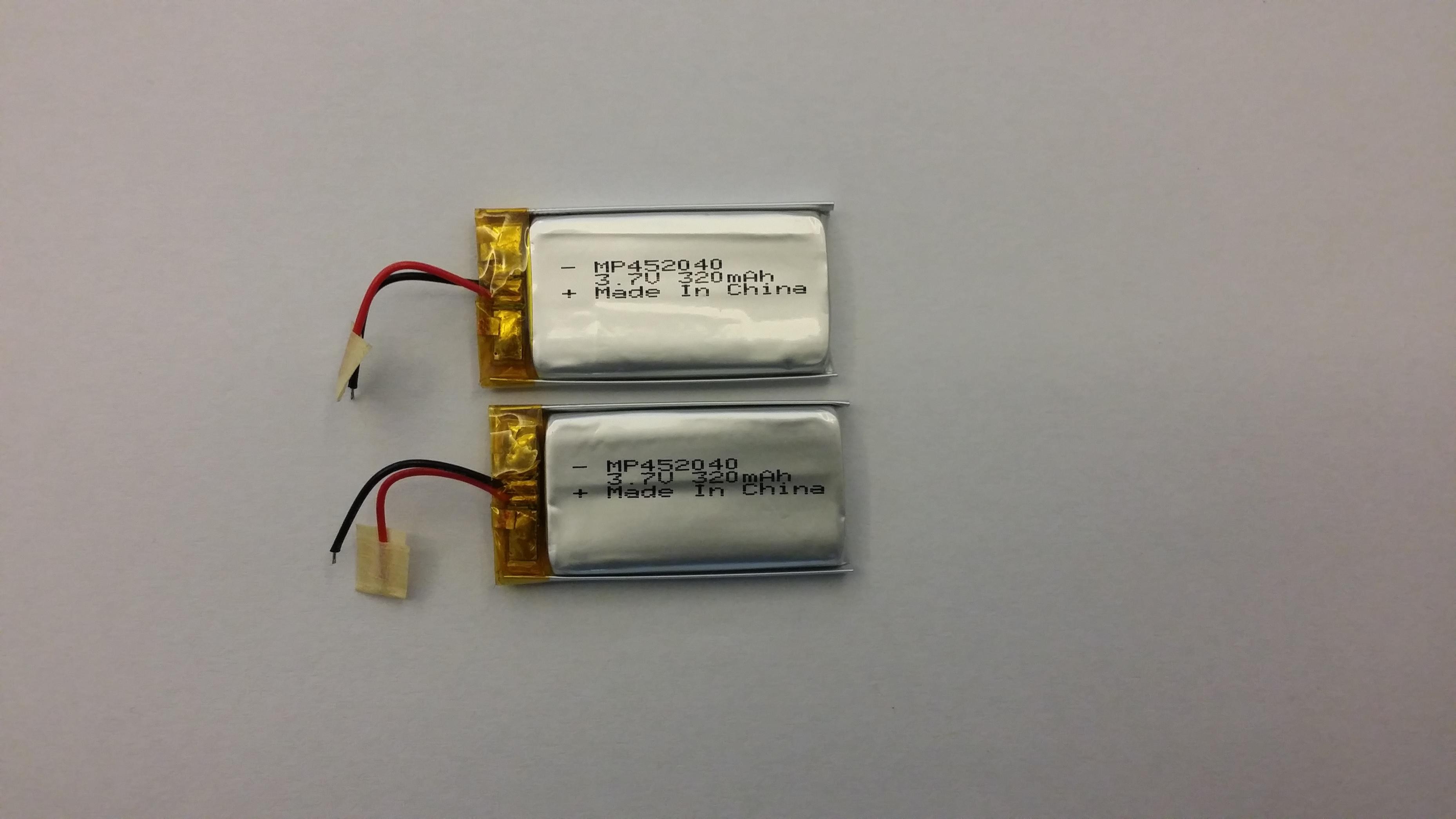 IEC62133 3.7V Baterai Lithium Polymer 452040 320mAh Perekam Video UN38.3